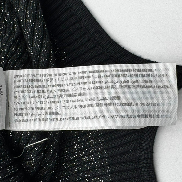 ABERCROMBIE & FITCH Large Black Silver Metallic Long Sleeve Ribbed Knit Bodysuit - Picture 5 of 10